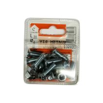 Vis métaux tête fraisée acier zingué 20x6mm - 12 pièces