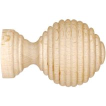 Lot de 2 embouts de barre à rideau en bois boule striée à visser Ø20 brut
