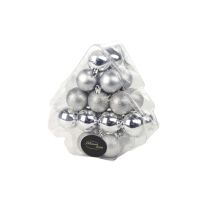 Set de 24 boules de Noël 4cm argent