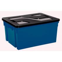 Bac de rangement 50L Bleu minéral - couvercle Noir