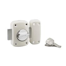 Verrou de sûreté Corvette à bouton et cylindre 45mm époxy blanc