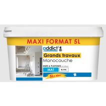 Peinture murs et plafonds Grands Travaux blanc mat 5L - ADDICT