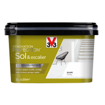 Peinture de rénovation sol et escalier finition satinée blanc 2L - V33
