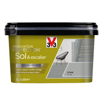 Peinture de rénovation sol et escalier finition satinée titane 2L V33