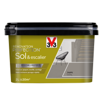Peinture de rénovation sol et escalier finition satinée taupe 2L - V33