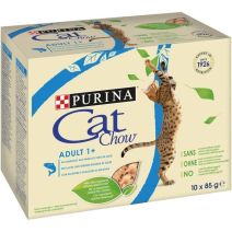 Pâtée Chat Saumon Haricots Verts 10x85gr - PURINA CAT CHOW