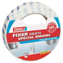 Adhésif Fixation Double-face Fixer Miroirs Pièces Humides, 5mx19mm