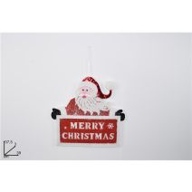 Père-Noël à Suspendre Pancarte Merry Christmas en Mousse 37,5x3x39cm 