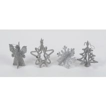 Sujet Noël 3D argent paillette 11cm