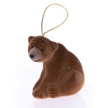 Décoration Ourson à Suspendre Marron Floque 8cm