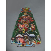 Stickers fenêtre Noël sapin 3D LED piles 35x55cm