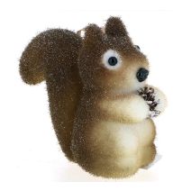 Décoration de Noël écureuil assis avec une pomme de pin 11 cm