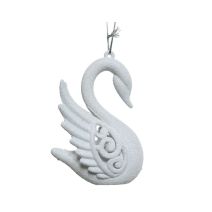 Cygne Incassable à Suspendre Fil Argent h10cm Blanc d'hiver