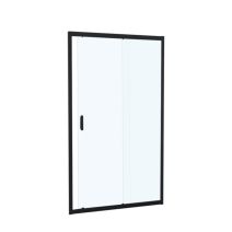 Porte douche coulissante 2 volets verre transparent 140cm noir mat - INVENTIV