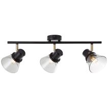 Serie spot brilliant ronald 40w noir et laiton, verre fume