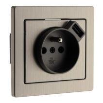 Prise 2 p+t inox brosse avec chargeur usb 2,4a - art'flat