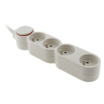 Bloc home 4 prises 16A 2P+T avec interrupteur et fiche extraplate blanc