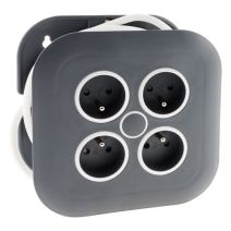 Enrouleur ménager 4 prises 2P+T 16a + coupe-circuit - gris/blanc - ZENITECH