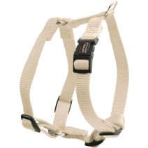 Harnais nylon réglable coloris unis beige largeur 15 mm Tour de cou 27 à 39 cm Tour de poitrail 25 à 39 cm