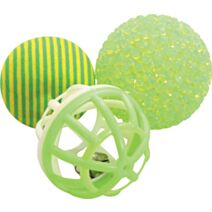 Lot de 3 balles variées pour chat 4 cm