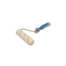 Rouleau finition satin tissu microfibres 9 mm raye jaune et marron 150mm