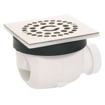 Bonde de douche carré Ø90 mm sortie horizontale - WIRQUIN