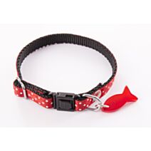 Collier chat pois 17/27 rouge bicolore