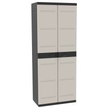 Armoire 2 portes 4 etageres noire et beige