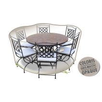 Housse pour table ronde + 6 chaises Ø 160 x h 70 cm gris mastic opaque - JARDILINE