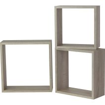 Set de 3 étagères cube murales coloris chêne Sanoma