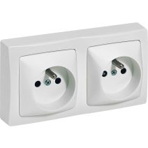Double prise de courant avec terre Appareillage Saillie horizontal blanc - LEGRAND
