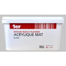 Peinture Murs et Plafonds Blanc Mat 5L - 1ER