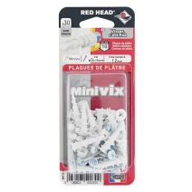 30 Chevilles Minivix Autoforeuses + Vis TR Ø3x25mm - RED HEAD