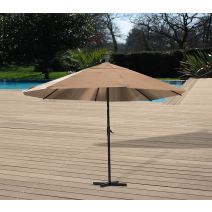 Parasol droit rond Ø3,5m Axel taupe Télécommande -  COULEURS DU MONDE