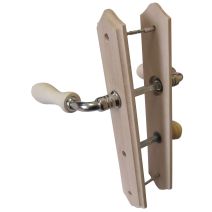 Poignées de porte à verrou bois brut entraxe 195mm - 1ER