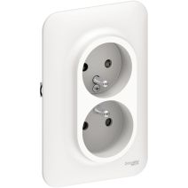 Double prise avec terre verticale Ovalis blanc - SCHNEIDER ELECTRIC