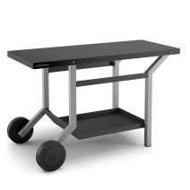 TABLE ROULANTE ACIER NOIR ET GRIS CLAIR MAT POUR PLANCHA