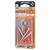 4 Chevilles Ztech Matériaux Pleins Ø10x60mm + Vis Ø6x70mm - RED HEAD