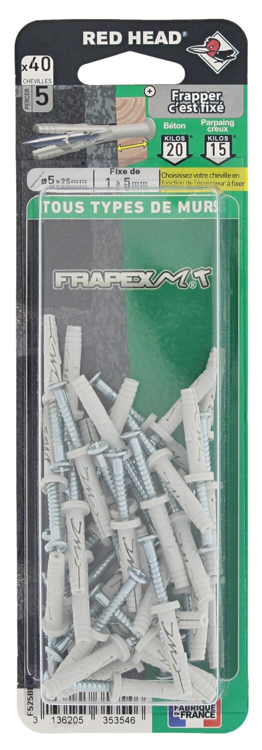 40 Chevilles Frapex M Ø5x25mm - RED HEAD