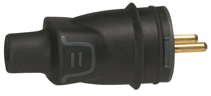 Fiche électrique 2P+T 16 a sortie droite IP44 ik 08 câble ø2,5 - LEGRAND