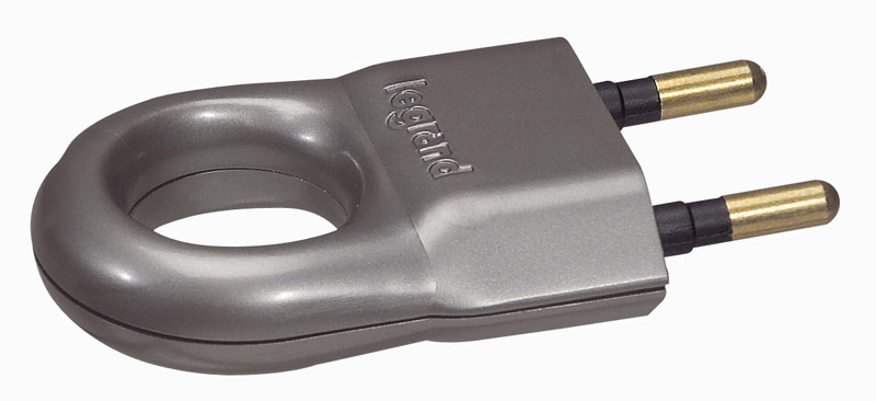 Fiche électrique 2p 6 a plastique anneau extraction alu - LEGRAND