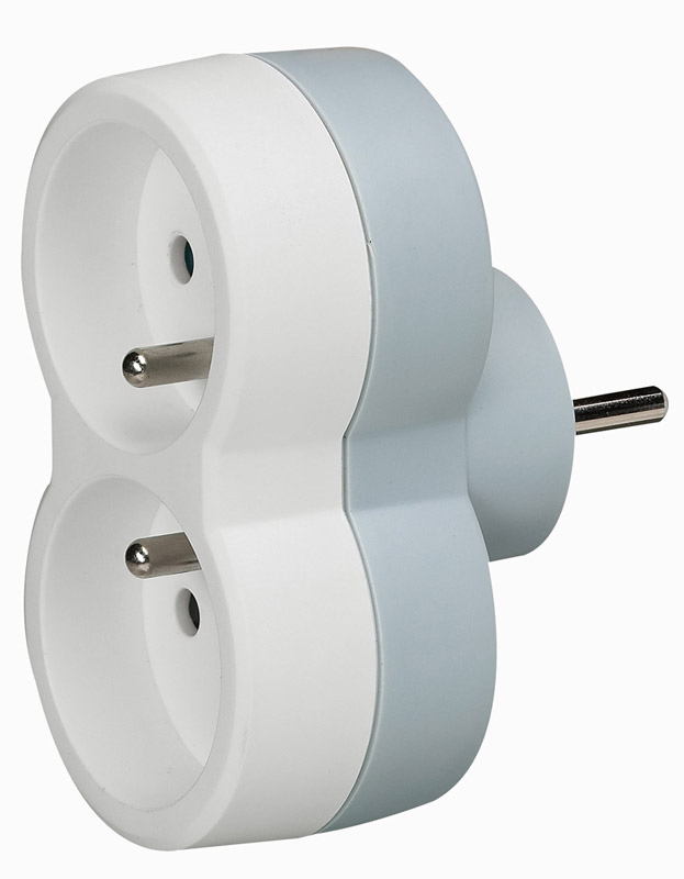 Fiche 2 prises 2P+T 16a 2 sorties frontales blanc - LEGRAND