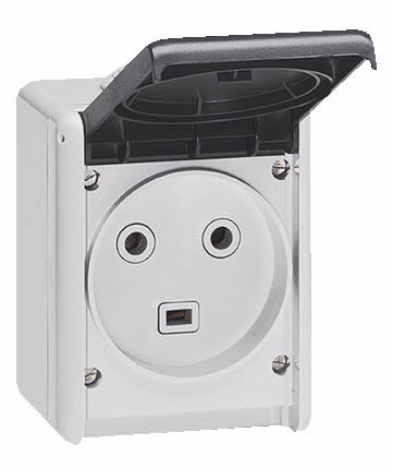 prise saillie étanche plexo 32 a - 2p+t - ip44-ik08 - à volet - LEGRAND