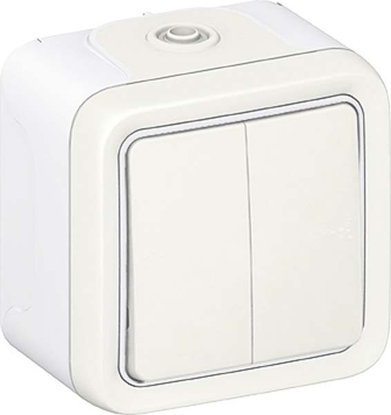 Double interrupteur ou va-et-vient Plexo apparent blanc - LEGRAND