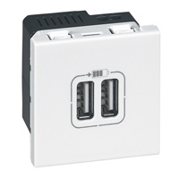 prise chargeur usb mosaic - 2 modules - enjoliveur blanc - LEGRAND