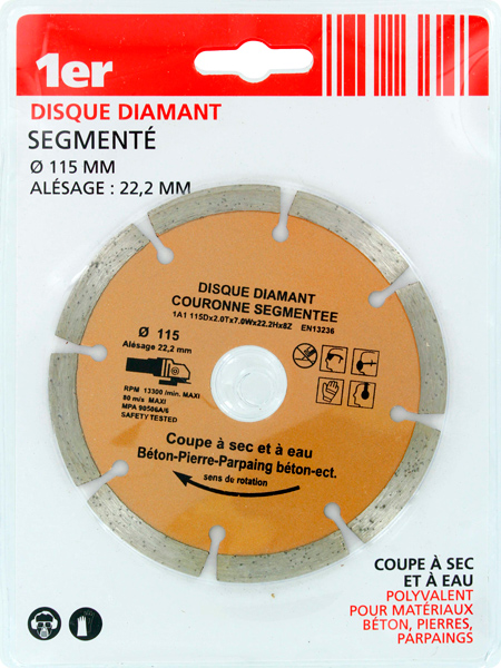 Disque diamant Matériaux couronne segmentée Ø115mm - 1ER
