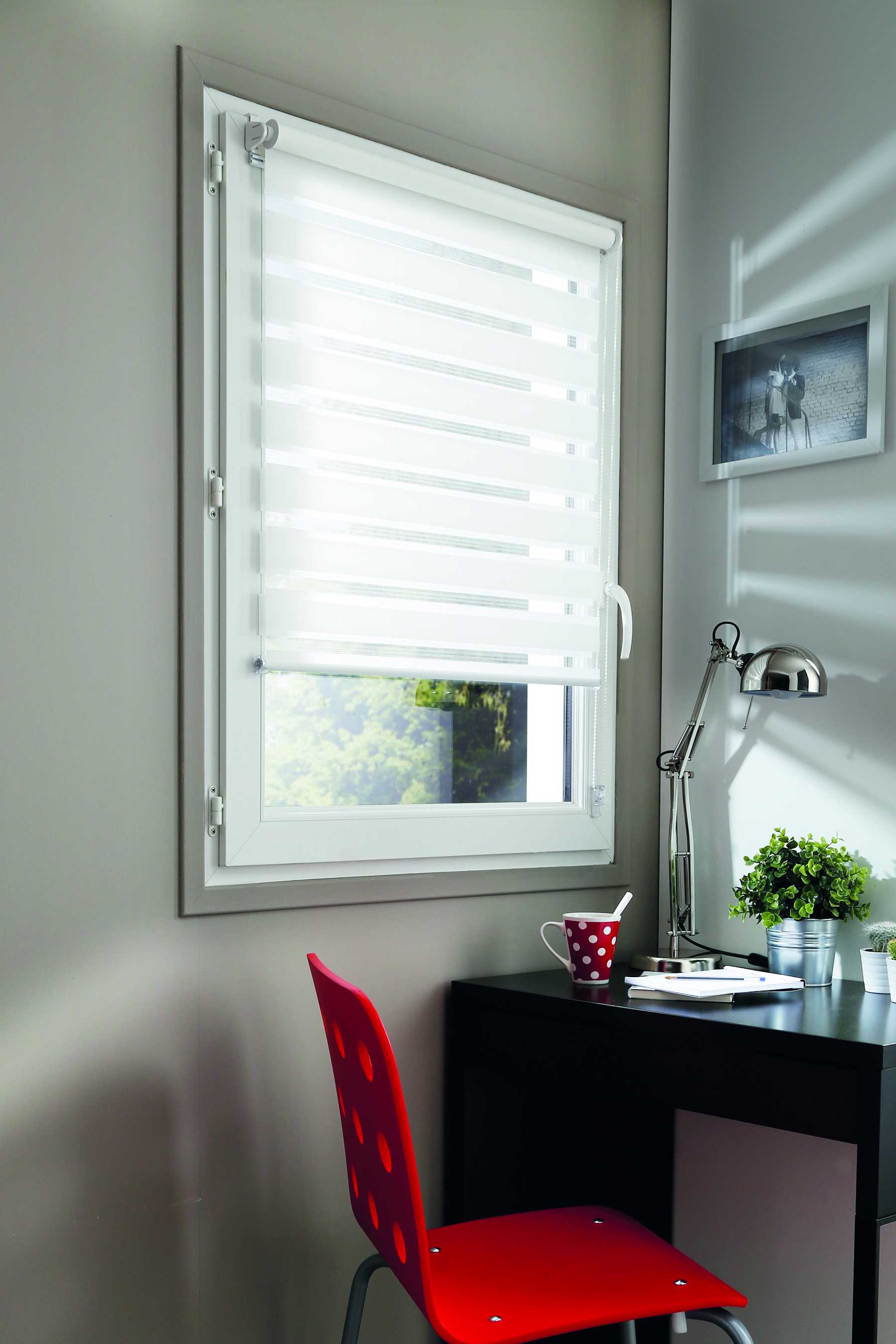 Store enrouleur jour/nuit blanc 40x190cm - 37cm - INVENTIV