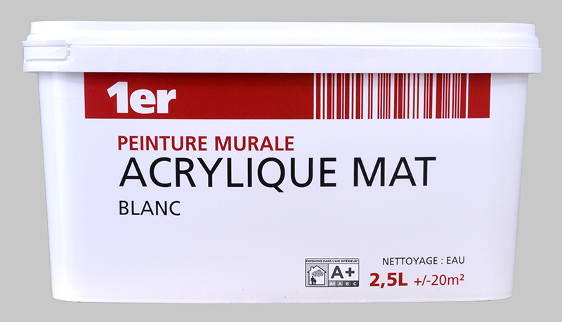 Peinture Murale Mat Blanc 2,5L - 1ER