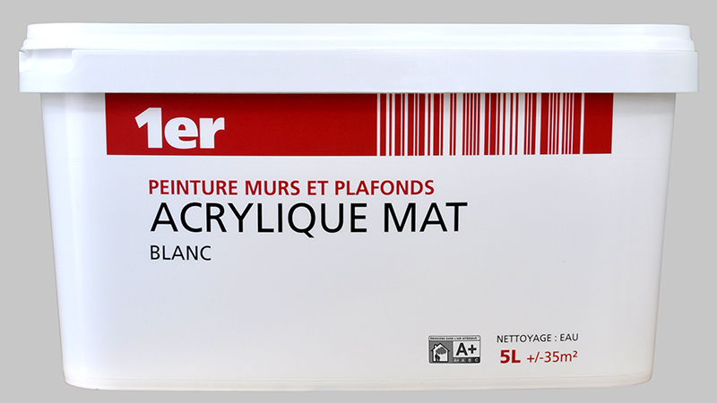 Peinture Murs et Plafonds Blanc Mat 5L - 1ER