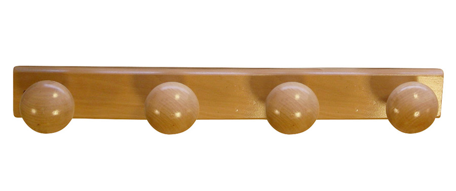 Portemanteau 4 têtes bois fsc naturel verni